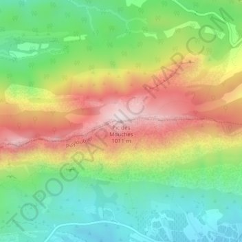 Mappa topografica Pic des Mouches, altitudine, rilievo