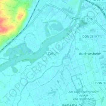 Mappa topografica Zusum, altitudine, rilievo