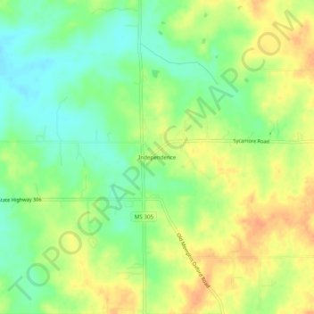 Mappa topografica Independence, altitudine, rilievo