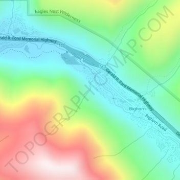 Mappa topografica East Vail Falls, altitudine, rilievo