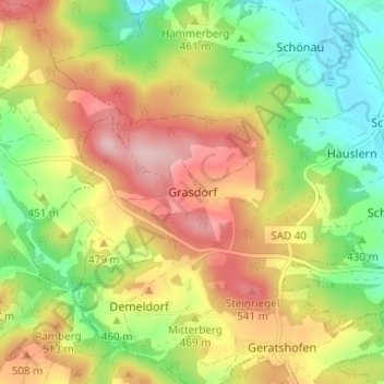 Mappa topografica Grasdorf, altitudine, rilievo