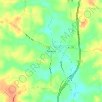Mappa topografica Doddridge, altitudine, rilievo