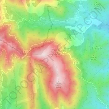Mappa topografica Prato Soprano, altitudine, rilievo