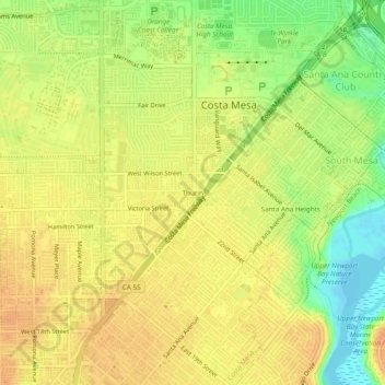 Mappa topografica Thurin, altitudine, rilievo