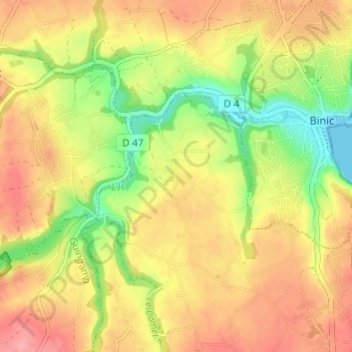 Mappa topografica Bourgneuf, altitudine, rilievo