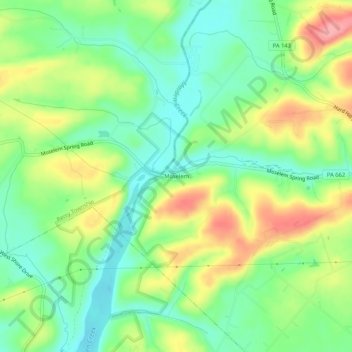 Mappa topografica Moselem, altitudine, rilievo