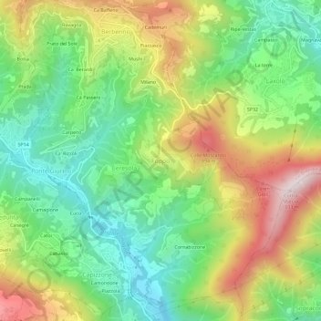 Mappa topografica Foppo, altitudine, rilievo