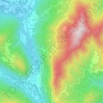 Mappa topografica Boarezzo, altitudine, rilievo