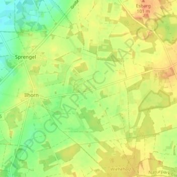 Mappa topografica Vahlzen, altitudine, rilievo