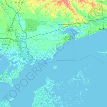 Mappa topografica Cedar Island, altitudine, rilievo