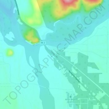 Mappa topografica Big Delta, altitudine, rilievo