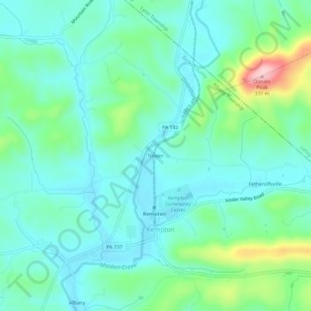 Mappa topografica Trexler, altitudine, rilievo