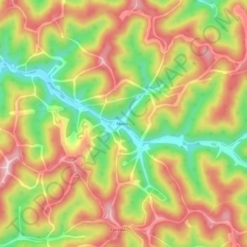 Mappa topografica Mobley, altitudine, rilievo