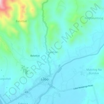 Mappa topografica Tayuman, altitudine, rilievo