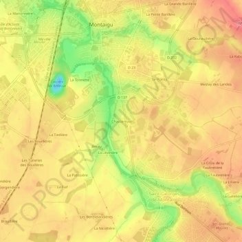 Mappa topografica Chassereau, altitudine, rilievo