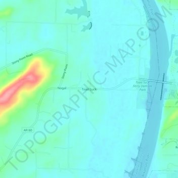 Mappa topografica Toad Suck, altitudine, rilievo
