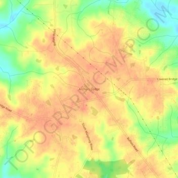 Mappa topografica Archers Lodge, altitudine, rilievo