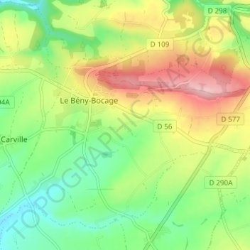 Mappa topografica Le Hamel Pin, altitudine, rilievo