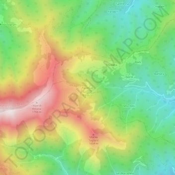 Mappa topografica Paraloup, altitudine, rilievo