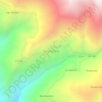 Mappa topografica Tunanmarca, altitudine, rilievo