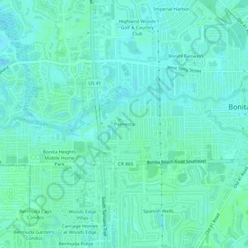 Mappa topografica Palmesta, altitudine, rilievo