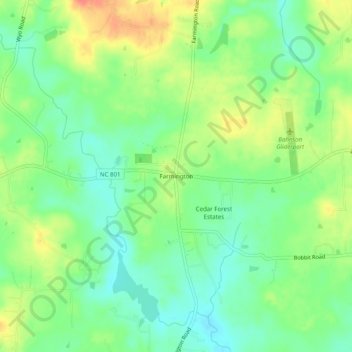 Mappa topografica Farmington, altitudine, rilievo