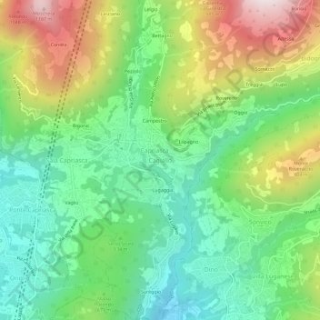 Mappa topografica Cagiallo, altitudine, rilievo