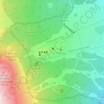 Mappa topografica Monti Sartorius, altitudine, rilievo