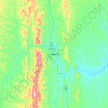 Mappa topografica Camiri, altitudine, rilievo