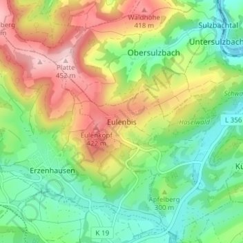 Mappa topografica Eulenbis, altitudine, rilievo