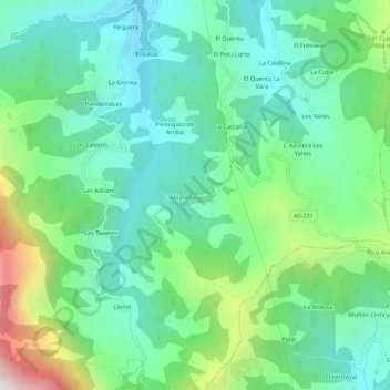 Mappa topografica El Huésped, altitudine, rilievo