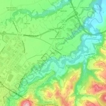Mappa topografica I Tetti, altitudine, rilievo