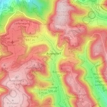 Mappa topografica Auendorf, altitudine, rilievo