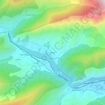 Mappa topografica Le Brec, altitudine, rilievo