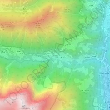 Mappa topografica Albareti, altitudine, rilievo