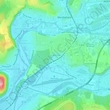 Mappa topografica Sur Saint-Aubin, altitudine, rilievo