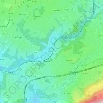 Mappa topografica Tiefenbach, altitudine, rilievo