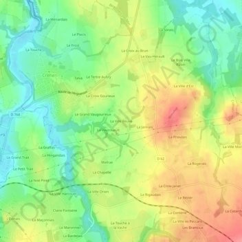 Mappa topografica La Ville Beuve, altitudine, rilievo