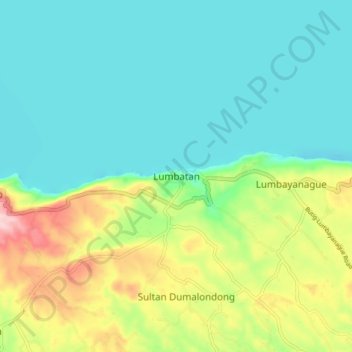 Mappa topografica Lumbatan, altitudine, rilievo