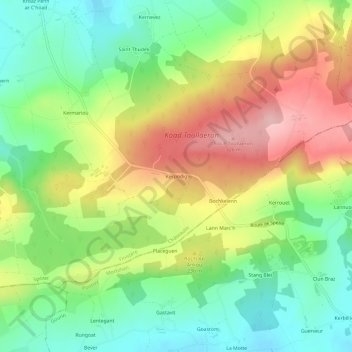 Mappa topografica Kerpodig, altitudine, rilievo