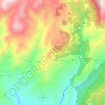 Mappa topografica Battalmustafa, altitudine, rilievo