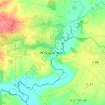 Mappa topografica L'Étang-Bertrand, altitudine, rilievo