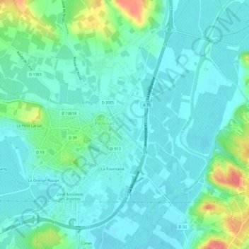 Mappa topografica Calquières, altitudine, rilievo