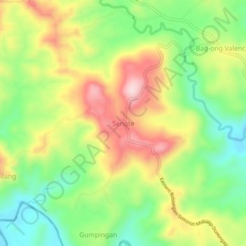 Mappa topografica Senote, altitudine, rilievo