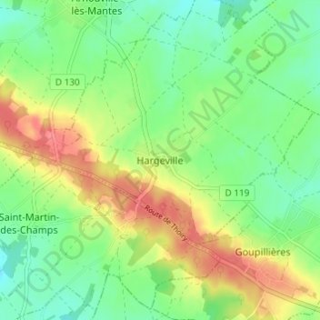 Mappa topografica Hargeville, altitudine, rilievo
