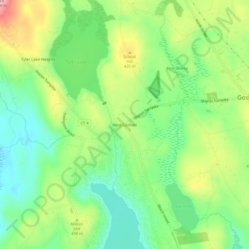 Mappa topografica West Goshen, altitudine, rilievo