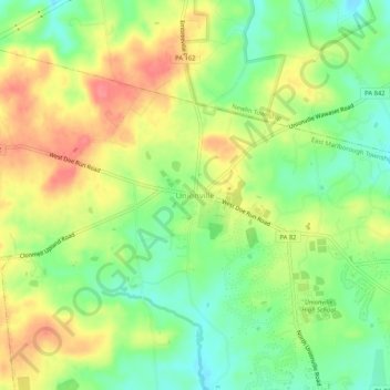 Mappa topografica Unionville, altitudine, rilievo