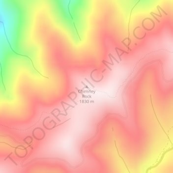 Mappa topografica Chimney Rock, altitudine, rilievo