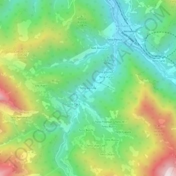 Mappa topografica Tetto Bertola, altitudine, rilievo