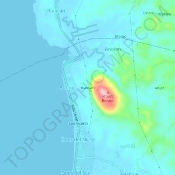 Mappa topografica Bulacan, altitudine, rilievo
